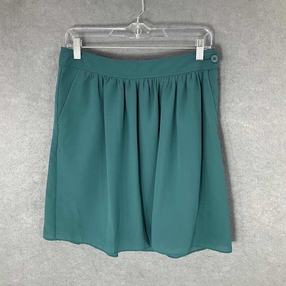Old Navy Skirt Women Sz 4 Teal Sheer Overlay Pockets Lined Flowy Feminine Fairy